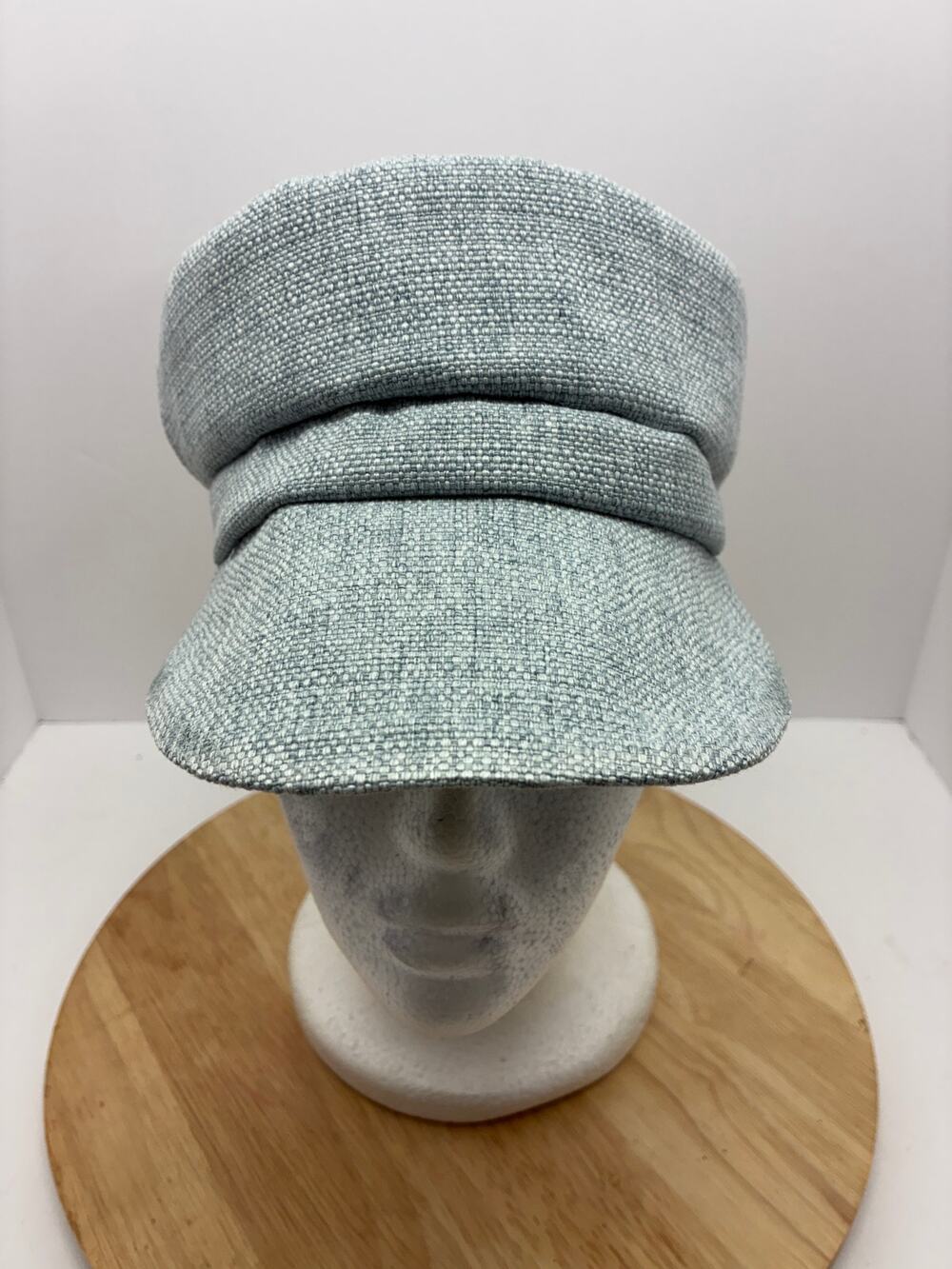 Small Handcrafted Light Blue Cadet Hat, Cotton Lined